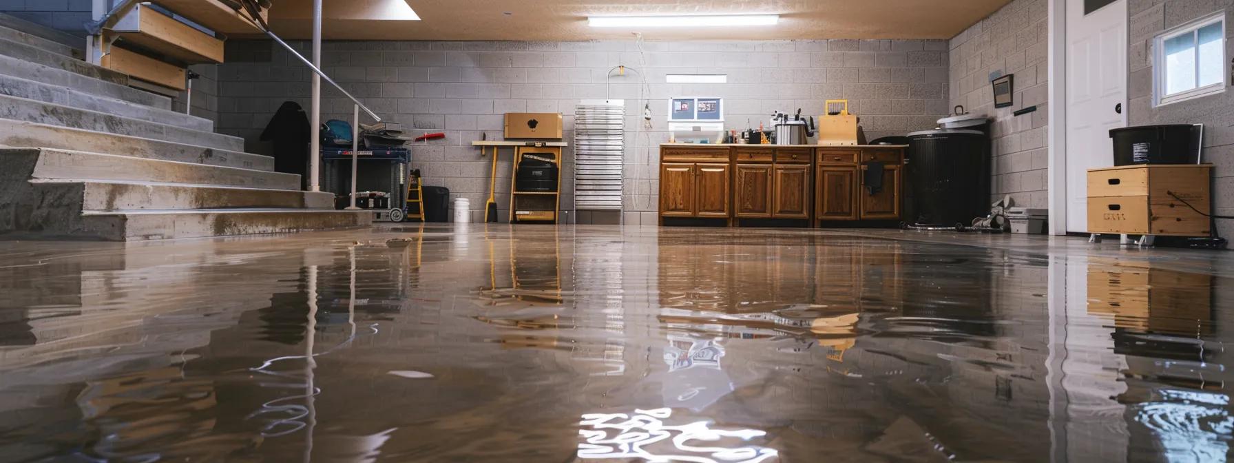 a clean, professional basement space showcases sleek, modern waterproofing technology in action, with tools and equipment neatly arranged against the backdrop of a freshly treated wall, highlighting the effectiveness of expert waterproofing solutions tailored for toledo’s unique environment.