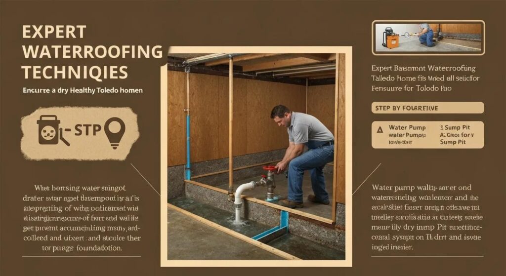 Expert basement waterproofing techniques for Toledo homes, ensuring a dry and healthy foundation